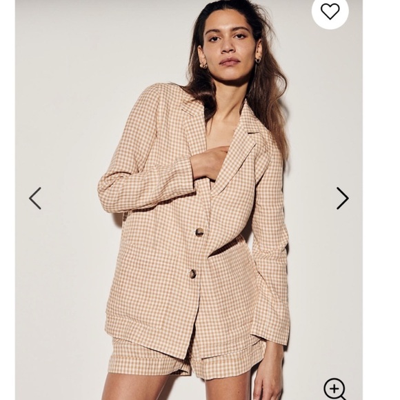 Madewell gingham linen blazer Women’s large - Picture 1 of 3